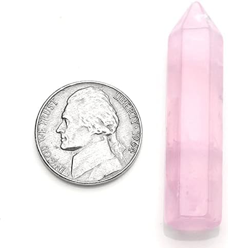 CrystalTears 5pcs 45-46mm Healing Crystals Single Point Wand Polished Tumbled Stones Decor- Amethyst/Clear Quartz/Rose Quartz/Sodalite/Green Aventurine