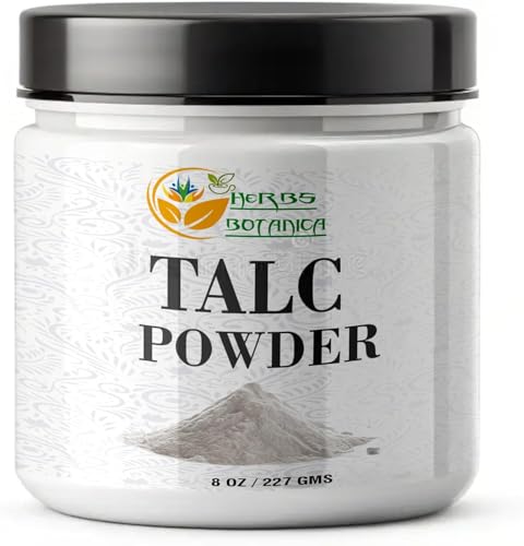 Herbs Botanica Talcum Powder for Women & Men 8 oz Fine Talc Powder, Ideal for Body Freshness, DIY Cosmetics, Personal Care, and Craft Use Smooth Texture & Unscented Formula