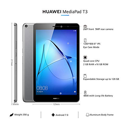 HUAWEI Tablette tactile MediaPad T3 8 IPS RAM 2Go Qualcomm MSM8917 Android 7.0 Stockage - vue 3