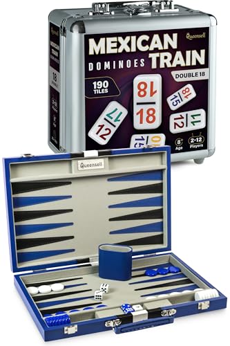Set Mexican Train Dominoes y Backgammon 15 Pulgadas miniatura 1