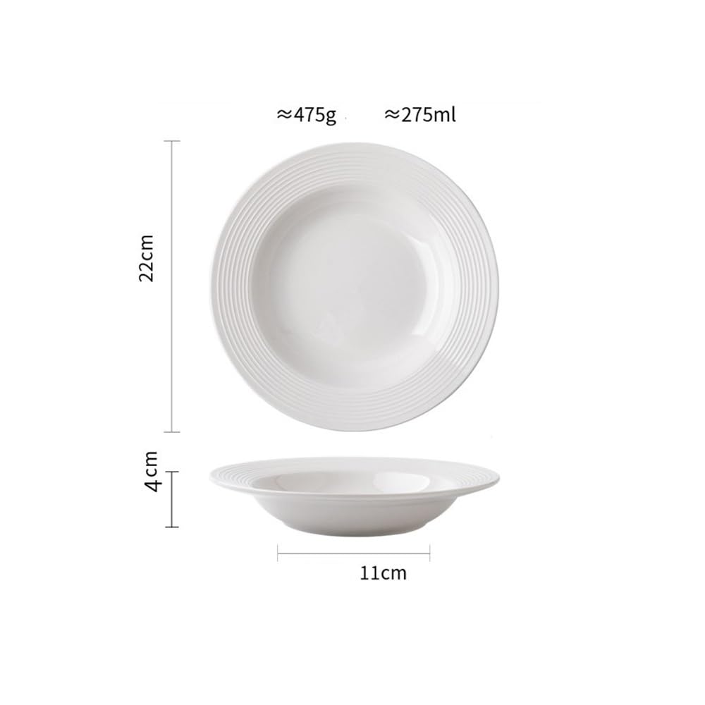 Plato Llano de cerámica de 8,5 Pulgadas, Plato sopera de cerámica con Rosca, Plato Occidental para Pasta, Plato para Servir