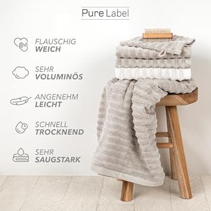 Pure Label Badetuch - 8er-Pack 70x140cm aus 100% Baumwolle - saugstark, schnelltrockend & weich - Duschtücher mit Anhängeschlaufe - Oeko-TEX Zertifiziert - Taupe – Bild 6