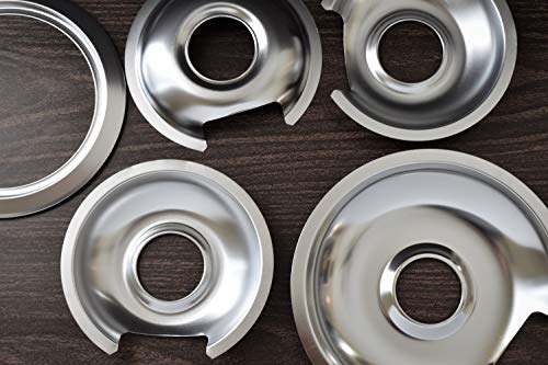 Range Kleen - Chrome Style D contains (3) 6" pan/ring & (1) 8" pan/ring for GE, Hotpoint, & Kenmore prior to 1995