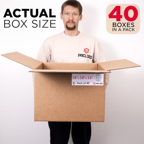 Image of Large Moving Boxes 18 inchL x 18 inchW x 13 inchH (Pack of 40) - USA-Made Cardboard Packing Boxes for Moving, Shipping, or Storage - USPS, UPS, FedEx Approved - Professional Packing Supplies | USA-Made Cardboard Packing Boxes for Moving, Shipping, or Storage - USPS, UPS, FedEx Approved - Professional Packing Supplies