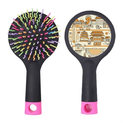 Brosse à cheveux démêlante aux finitions soignées inspirée de l'art traditionnel