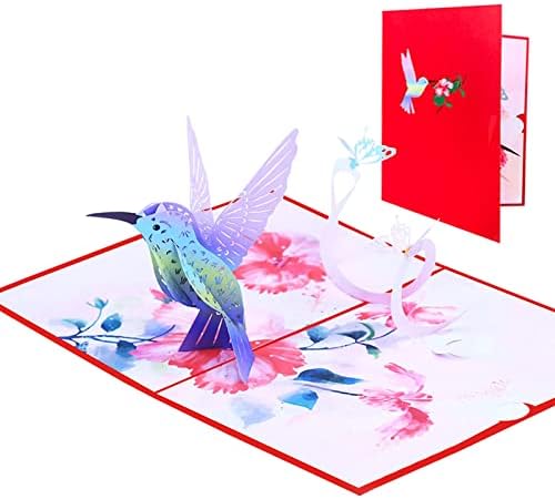 KEEPAA Hummingbird Pop Up Card 3D Greeting Card: Mothers Day Fathers Day Teachers' Day and Birthday for Kids Mom Dad Wife Friends Colleague All Occasions (Hummingbird)