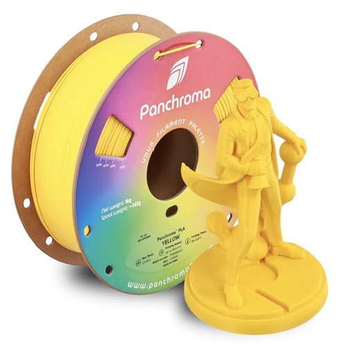 Image of Polymaker Panchroma PLA Yellow 3D Printer Filament, 1.75mm, 1kg Spool, Easy to Print, High Speed Printing, Tangle Free, AMS Compatible, Perfect for Toys, Decor, Miniatures, Models & Cosplay