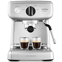 Sunbeam EM4300S Mini Barista Coffee Machine | Espresso, Latte & Cappuccino Coffee Maker | 2L Water Tank | Milk Frother | 15 Bar Italian Pump | Silver