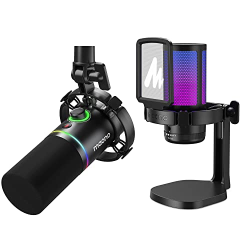 Maono Usb/Xlr Gaming Microphone, Pc Computer Condenser Mic With Noise Cancellation, Rgb Lights, Mute, Gain Control For Streaming, Recording, Podcast, Chat, Twitch, Youtube, Discord #TOP13