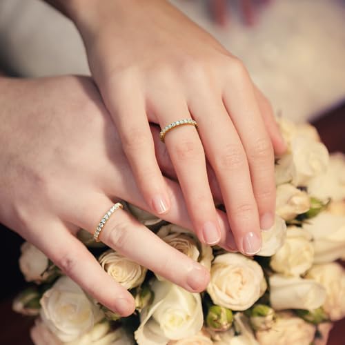 2.2mm Full Eternity Wedding Band for Women Cubic Zirconia Diamond Stackable Rings Symbol of Eternal Love 14K Gold Dainty Rings Gifts for Women 5-94