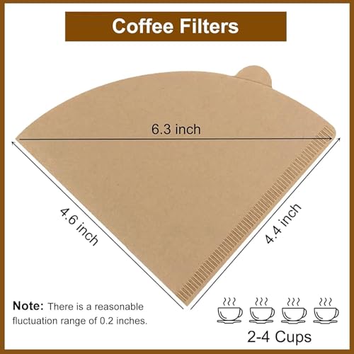 Image of Natural Coffee Filters, Size 02 Cone Filters, Disposable Natural Paper Filters 2-4 Cup, 2 Cone for Pour Over and Drip Coffee Maker (Pack of 100)