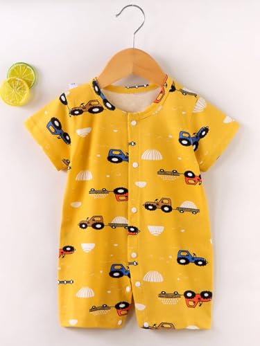 Image of Bold N Elegant Cute Cartoon Print Cotton Newborn Baby Boy Girl Rompers Jumpsuit Baby Onesie Bodysuit for Little Kids