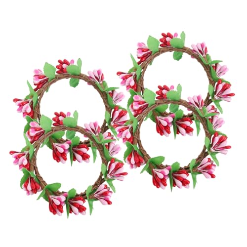 ZUNOXAZ 4piezas Anillos para Velas De Pascua Coronas De Candelabro Bayas Decoración De Fiesta para Casa