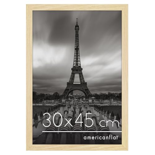 Americanflat Cadre Photo 30x45 cm Chêne Naturel - Cadre 45x30 cm en Bois MDF avec Plexi Poli et Matériel de Suspension - Suspension Horizontale ou Verticale