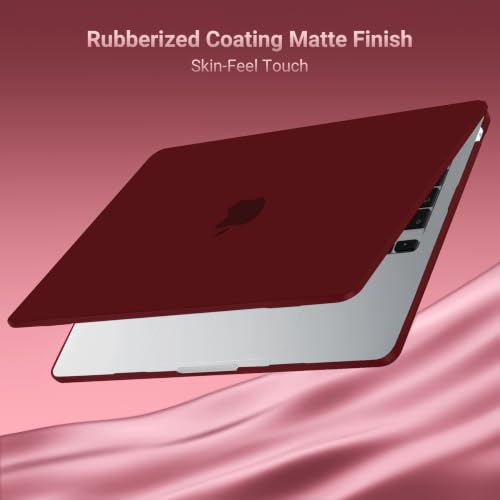 Image of MOSISO Compatible with MacBook Air 13 inch Case M5 2026 M4 2025 M3 M2 2024-2022 A3449 A3240 A3113 A2681,Hard Shell&Keyboard Cover&Screen Film&Pouch for MacBook Air 13.6 inch Case, Burgundy