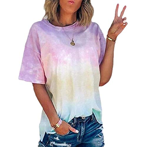 Dasayo Women's Fashion Summer Top Shirt Loose Short Sleeve Gradient Tie Dye T-Shirt Blouse Trendy Casual Cute Tees Shirts #TOP25