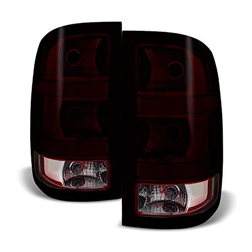 ACANII - For 2007-2013 GMC Sierra 1500 2500 3500 Red Smoke Tail Lights Brake Lamps Left+Right