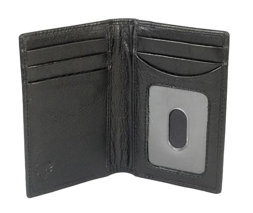 diodoro Credit Card Holder Wallet Men Women, 9 Card Slots Including ID Pocket, Super Slim RFID Blocking Thin Minimalist Design, Genuine Leather, Ideal for Travel - Black