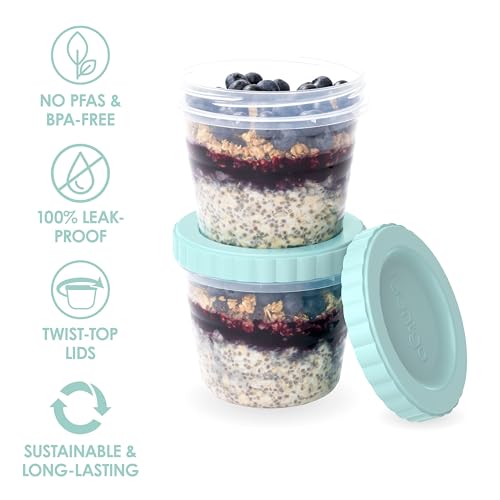 Image of Bentgo Prep - 20 Piece 16 fl oz Leak-Proof Deli Containers with Lids, Food Storage for Meal Prep, Twist-Top, Reusable, PFAS & BPA-Free, Stackable, Microwave, Freezer, & Dishwasher Safe (Sea Blue)