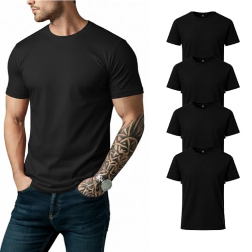 Image of Men's 100% Cotton Crew Neck T-Shirt Regular Fit Short Sleeve Tee