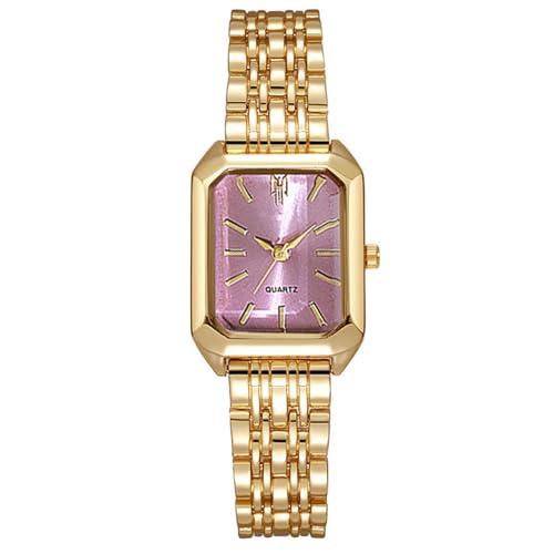 Imagen de JOATVEE Relojes de mujer cuadrados Elegante reloj de pulsera analógico de cuarzo Reloj de mujer de negocios casual con esfera rectangular de concha y correa de aleación