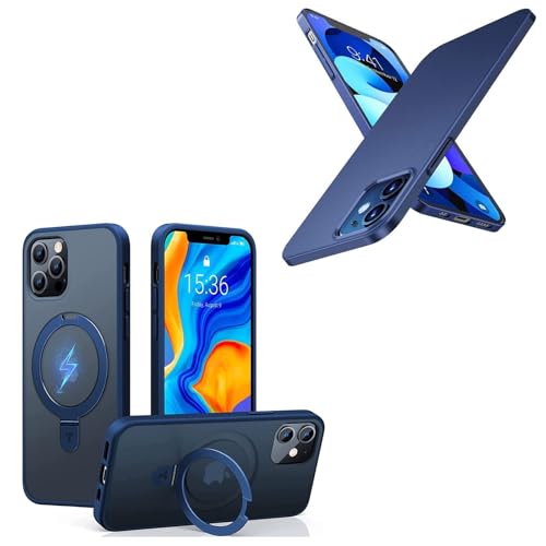 TORRAS Magnetic Designed for iPhone 12 Case & 12 Pro Case, Compatible with Magsafe, Shockproof Back Slim Fit Protective iPhone 12 Phone Case with Stand, Blue