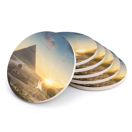 Sous-verre céramique Pyramides de Gizeh, dessous de verre durables illustration monument - 2