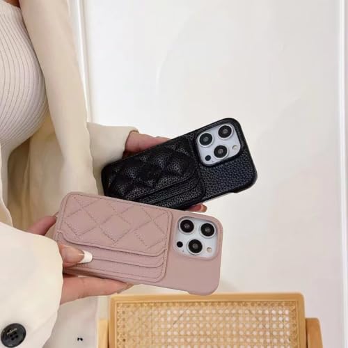 Étui en cuir iPhone 16E violet avec double porte-carte chic