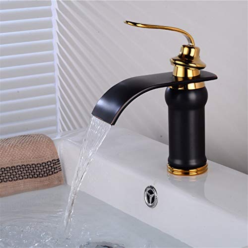 Robinet de lavabo noir et or en laiton élégant pour vasque moderne