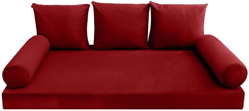 Prolinemax Style V3 Twin Size Knife Edge Velvet Indoor Daybed Mattress Bolster Pillow Complete Set AD369
