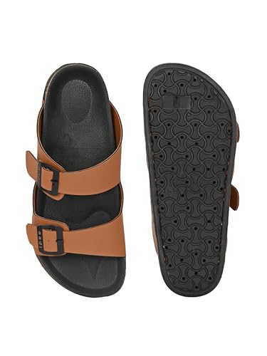Image of AADI Men's Synthetic Leather Lightweight Comfortable Indoor Outdoor Daily Use Casual Slides /Slippers /Sandals /Floaters
