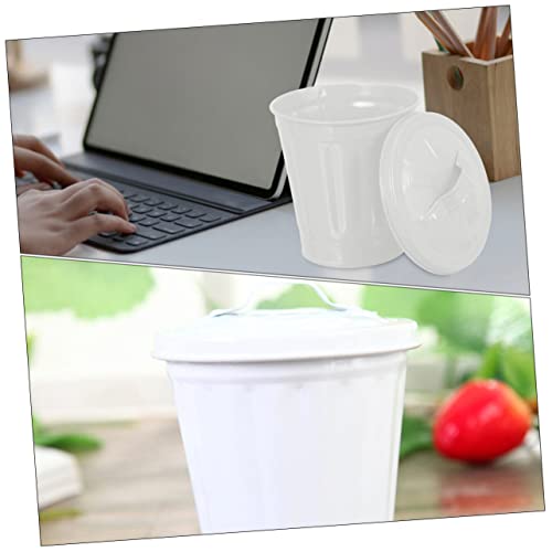Image of jojofuny Mini Galvanized Trash Can, White, 10-Inch