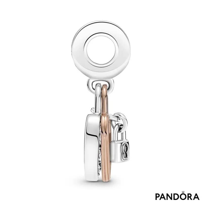 PANDORA Heart Padlock Double Dangle Charm - Gift for Her - Compatible Moments Rose & Sterling Silver with Cubic Zirconia - With Gift Box3