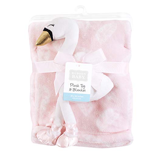 Image of Hudson Baby Unisex Baby Plush Blanket with Toy, Swan, One Size