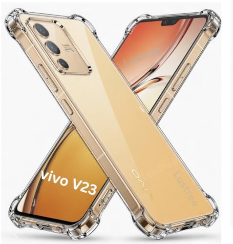 Image of Lustree Compatible with vivo V23 5G Back Cover| Clear + TPU Case with 4 Corner Air Cushion Protection & Camera Protection | Slim& Stylus Cover for vivo V23 5G