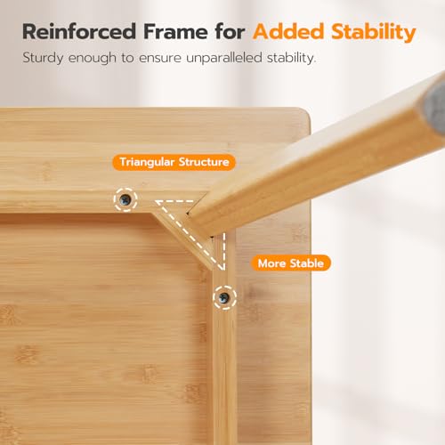 image for HOOBRO Bamboo Dining Table, Square Dining Table for 2, 27.6