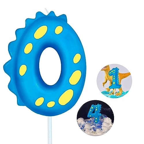 Number Birthday Candles(0 Candle Blue) Dinosaur Shape Number Happy Birthday Cake Candles for Dinosaur Birthday Party Decoration Reunions Theme Party
