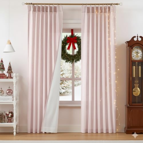 Vision Home Pink Pinch Pleated Light Filtering Curtains 102 inch Length - image 9