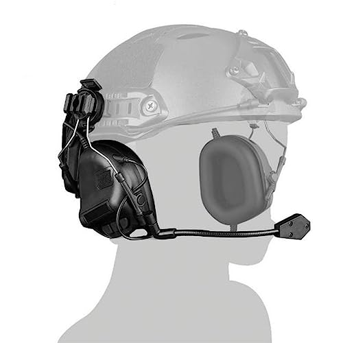 ACEXIER Taktisches Schieß-Headset Elektronisches Headset Ohrenschützer Schießen Gehörschutz für Helm Militärkopfhörer (Black)