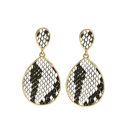 HSWE Statement Drop Earrings for Women Leopard Earrings Fur Leather Dangle Earrings (Snakeskin Pattern)