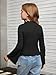 BesserBay Kids Fall Long Bell Sleeve Mock Neck Lettuce Trim Shirts Y2k Inspired Fashion Slim Fit Black Tops 13-14 Years