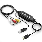 HDMI a RCA Adaptador Conversor, 1080P HDMI a AV 3RCA CVBs Compuesto de Convertidor de Audio y Video Compatible con PAL para DVD/HDTV/Laptop/Xbox, etc. …