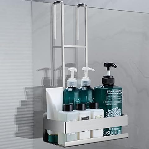 RUICER Hanging Shower Caddy - Rustproof Shower Shelf Over Door Shower Basket for Bathroom, Stainless Steel Cover