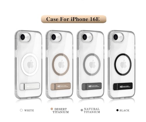 Image of BOUNCEBACK Polycarbonate Shockproof Transparent Hybrid Back Case /Cover with Kick Stand Support Magnetic Charging for iPhone 16e - (Clear Gold)