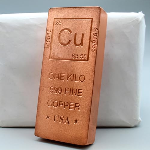 Image of 1 Kilo Copper Bar Bullion Paperweight - 999 Pure Chemistry Design w /COA by CoinFolio