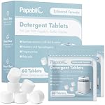 Papablic 60Pcs Comprimés de savon détergents officiels pour bébé Brezza, GROWNSY, Lave-bouteille Momcozy Pro, Bloc de nettoyage efficace avec formule très concentrée en sécurité