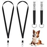 Bruislard 2 Pack Dog Whistle Professional Recall Dog Training Whistles Adjustable Frequency Silent Training Ultrasonic Dogs Whistle Stop Barking Neighbors Dogs with Lanyard (Black)