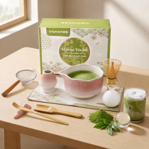 Matcha-Schneebesen-Set, 9-teiliges Matcha-Schneebesen und Schüssel-Set, Ständer, Löffel, Schaufel, Halter, Sieb, Geschirrtuch, Eiskugelform, komplettes Starter-Set für Matcha, Teezeremonie und