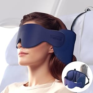 Travel Pillows for Airplanes, 360° Head Support for Long Flight, Soft Airplane Pillow with 3D Eye Mask for Sleeping, Stop Bobblehead, Airplane Headrest Gadgets, Royal Blue