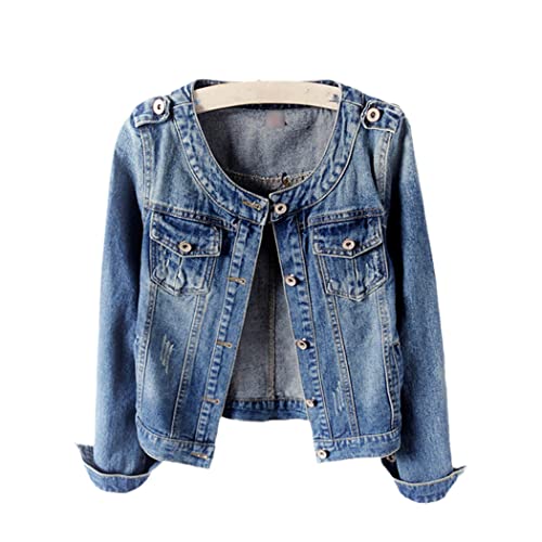 Veste en jean femme manches longues bleu bomber vintage court M